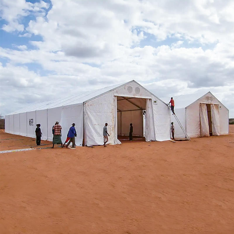 IFRC/ICRC/WFP/IOM Standard Tahan Api Tahan UV 10x24m Unit Storan Mudah Alih (MSU) Khemah