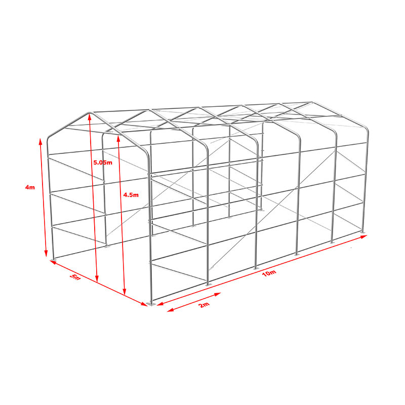 Khemah Simpanan Gudang Luar 5X10 4m Ketinggian Sisi Garaj Besar Fleksibel