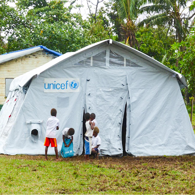 Khemah Hab Serbaguna Standard UNICEF 42m² dengan Penutup Teduhan Bersepadu/boleh tanggal