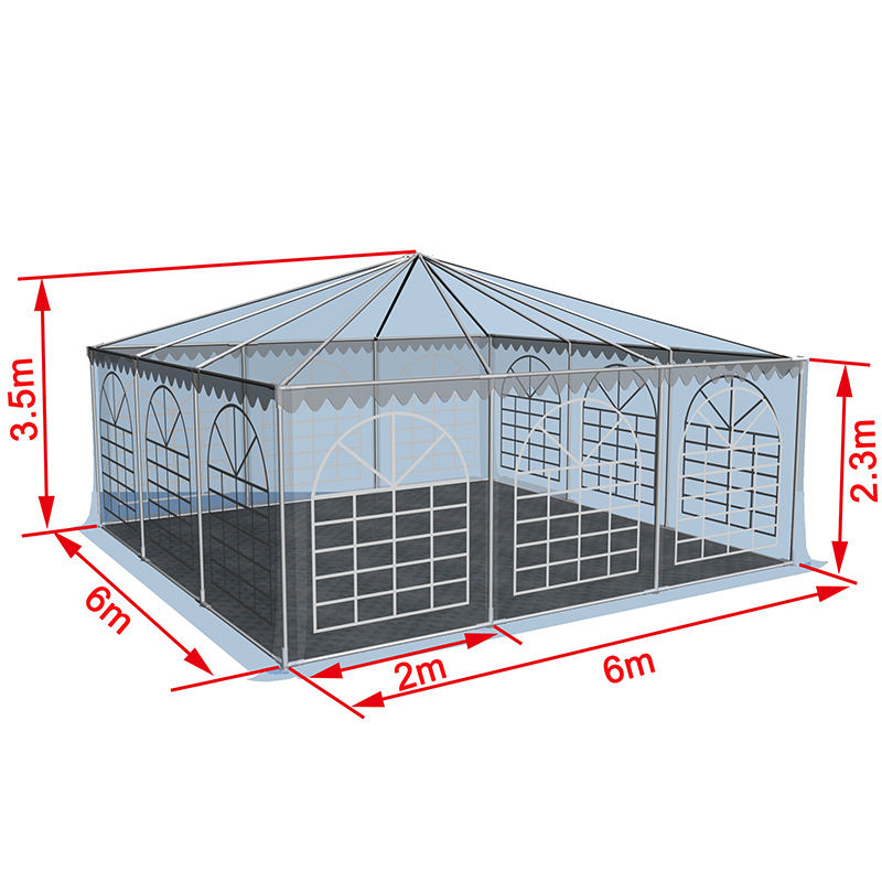 Khemah Kanopi Pop Up PVC Pagoda Marquee 6x6-2.3m